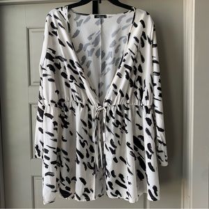White & Black Blouse Coverup